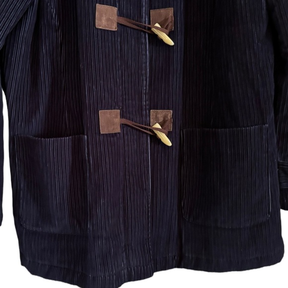 Denim and Co Navy Blue Mid Thigh Corduroy Winter Jacket Coat Women Size Large - Picture 3 of 12
